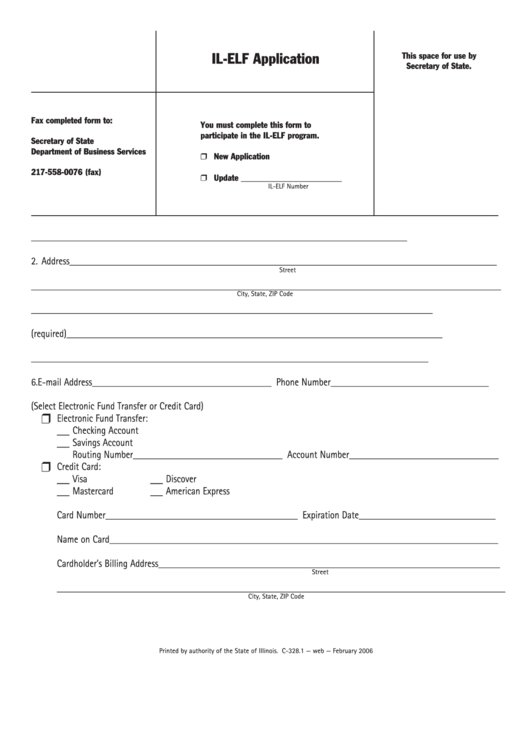 Fillable Il-Elf Application Form Printable pdf