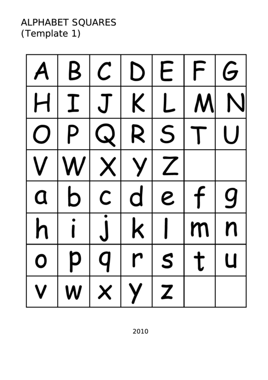 Alphabet Squares Template Printable pdf