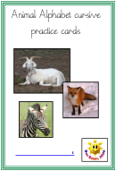 Animal Alphabet Cursive Practice Cards Sheet