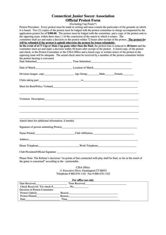 Official Protest Form