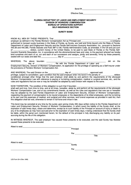 Les Form Si-4 - Surety Bond Printable pdf