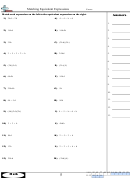 Matching Equivalent Expressions Worksheet