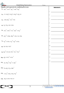 Simplifying Expressions Worksheet printable pdf download