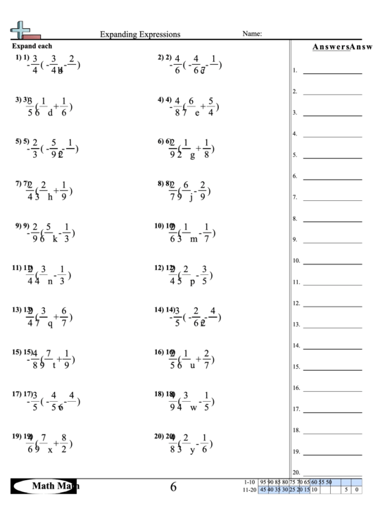 Expanding Expressions Worksheet Printable Pdf Download