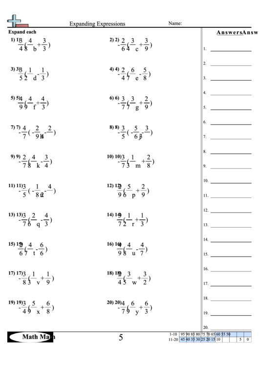 Expanding Expressions Worksheet printable pdf download