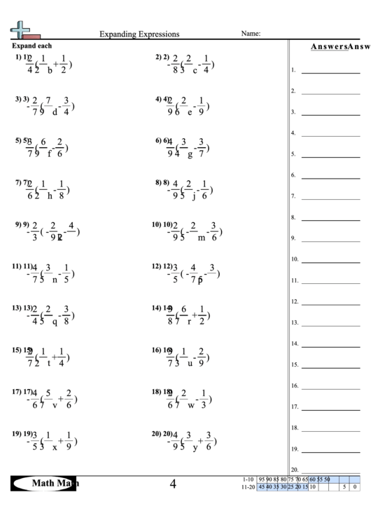 Expanding Expressions Worksheet printable pdf download