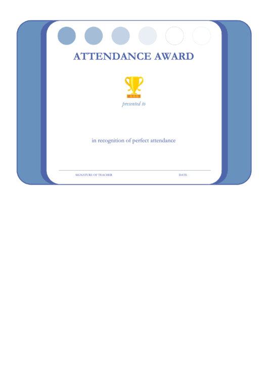 Fillable Attendance Award Template Printable pdf