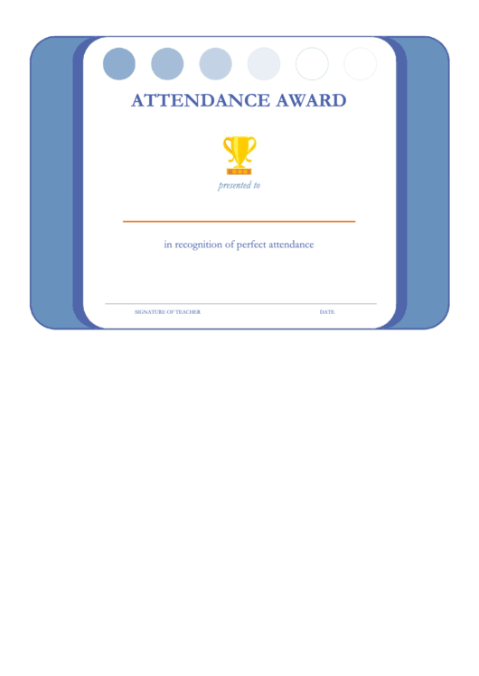 Attendance Award Template Printable pdf