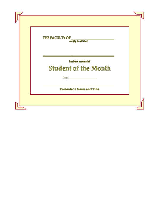 Student Of The Month 3 Template Printable pdf
