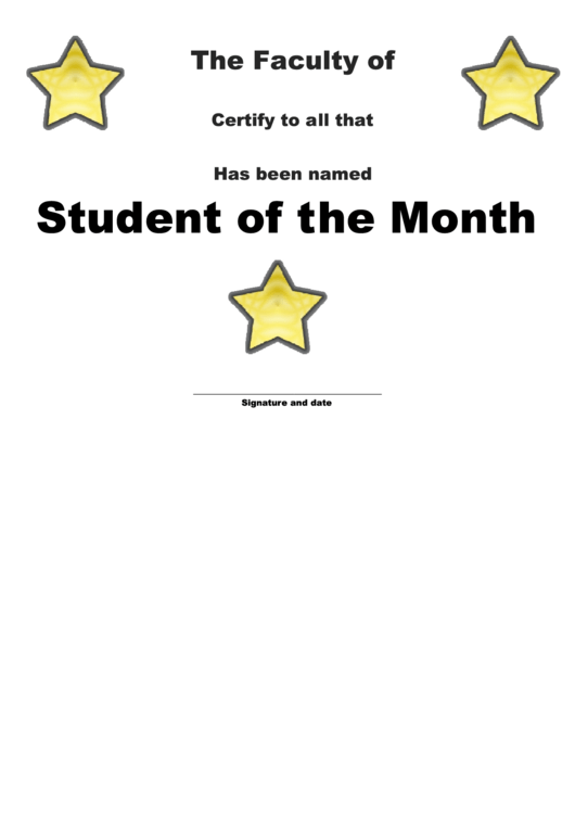 Fillable Student Of The Month Stars Fillable Template Printable pdf