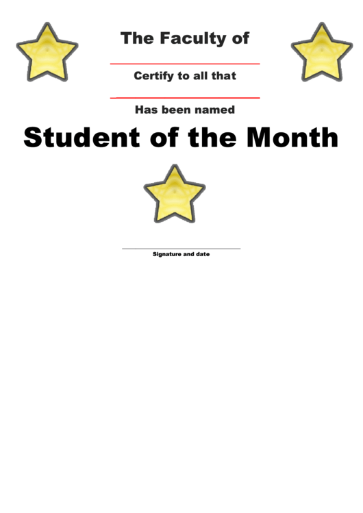 Student Of The Month Template Printable pdf