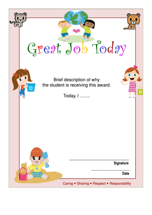 Fillable Great Job Today Fillable Template Printable pdf