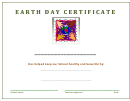 Earth Day Certificate Template