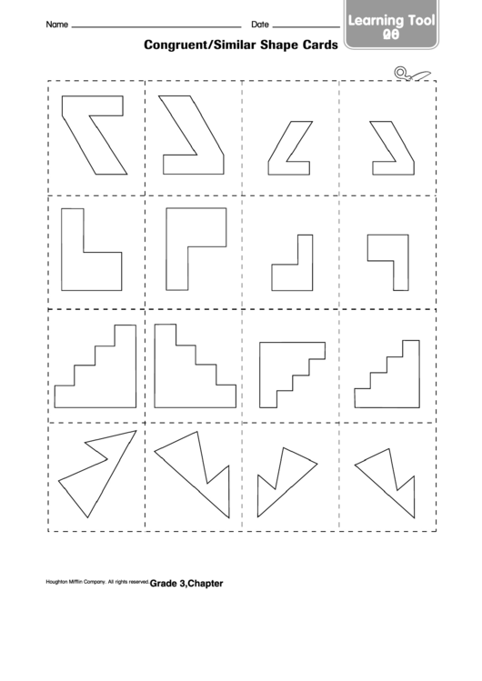 Congruent/similar Shape Cards Template Printable pdf