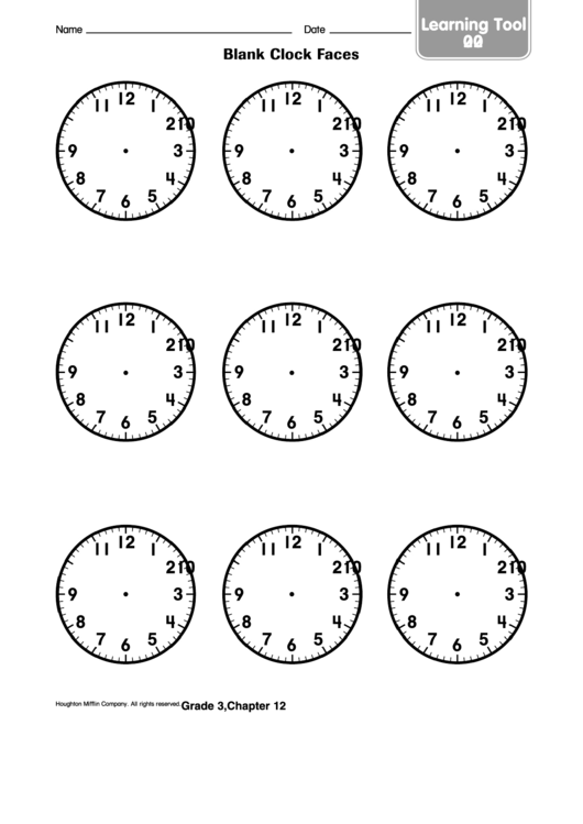 Blank Clock Faces Worksheet Template Printable pdf