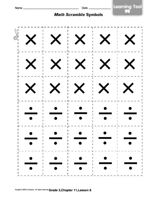 Math Scramble Symbols Worksheet Printable pdf