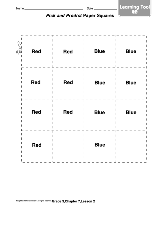 Pick And Predict Paper Squares Template Printable pdf
