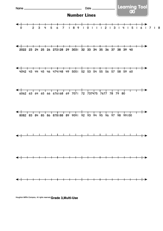 Number Lines Template Printable pdf
