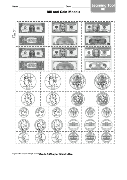 Bill And Coin Models Template Printable pdf