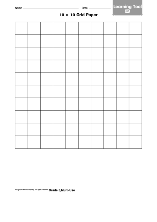 10*10 Grid Paper Template Printable pdf