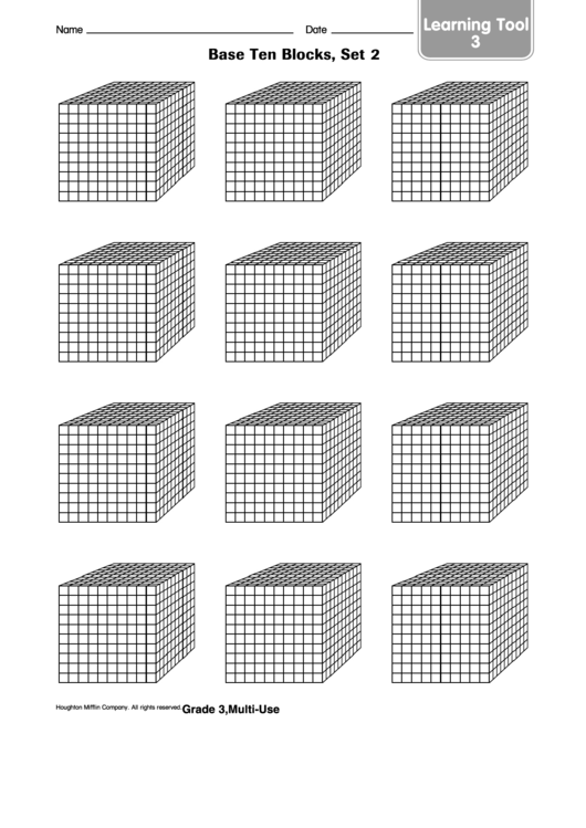 Base Ten Blocks, Set 2 Worksheet Template Printable pdf