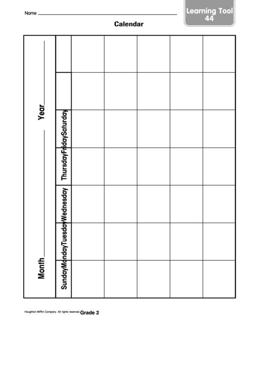 Learning Tool - Calendar Template Printable pdf