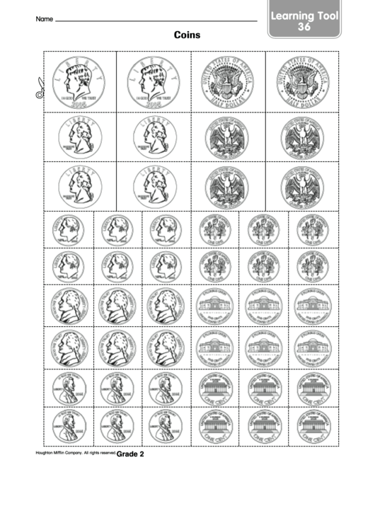 Learning Tool - Coins Template Printable pdf