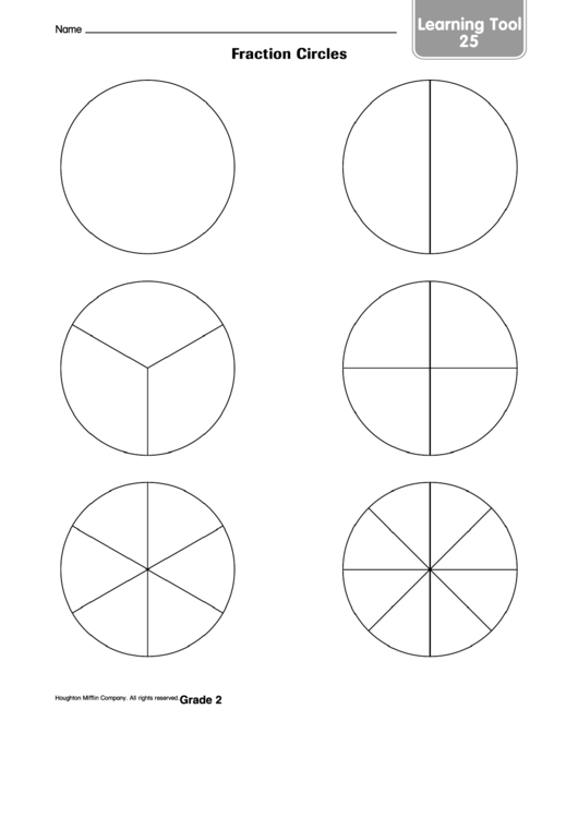 Learning Tool - Fraction Circles Template Printable pdf
