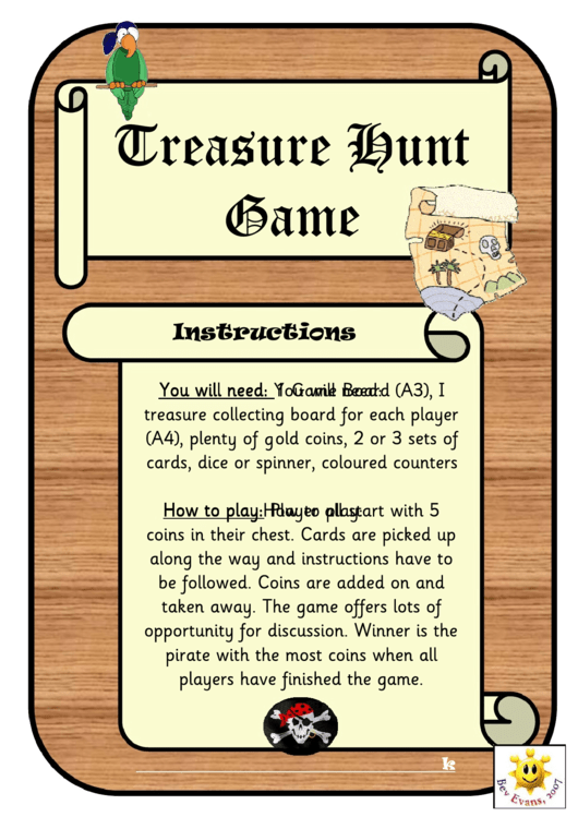 Treasure Hunt Game Template printable pdf download