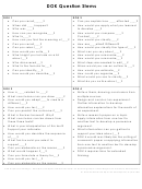 Dok Question Stems Form- Depth Of Knowledge - Descriptors, Examples And Question Stems Form