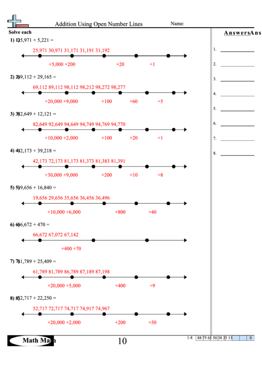Addition Using Open Number Lines Worksheet Printable pdf