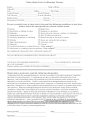 Client Intake Form For Massage Therapy