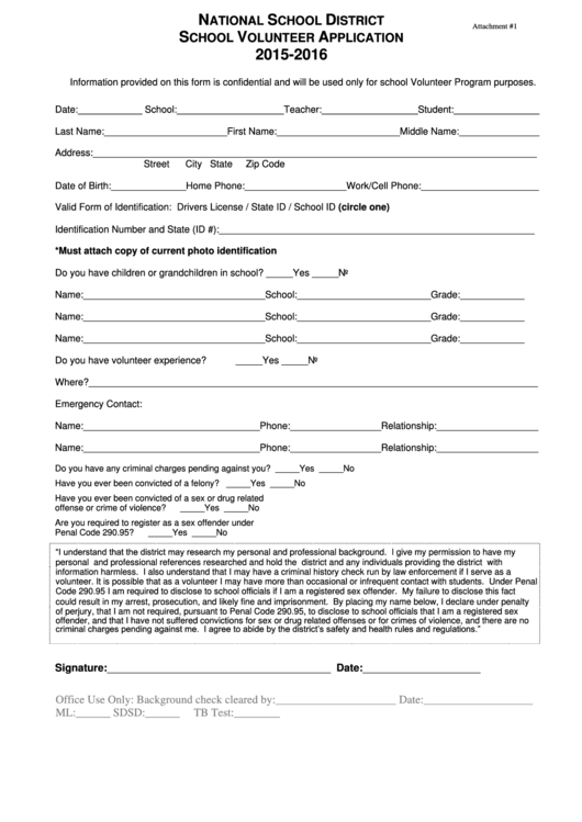 School Volunteer Application Form - Volunteer Code Of Conduct Printable pdf