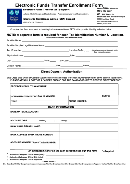 electronic-funds-transfer-enrollment-form-printable-pdf-download