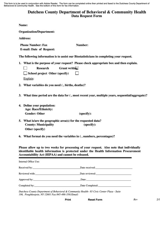 Fillable Data Request Form 2006 Printable pdf