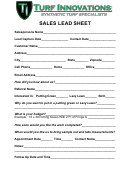 Sales Lead Sheet - Turf Innovations