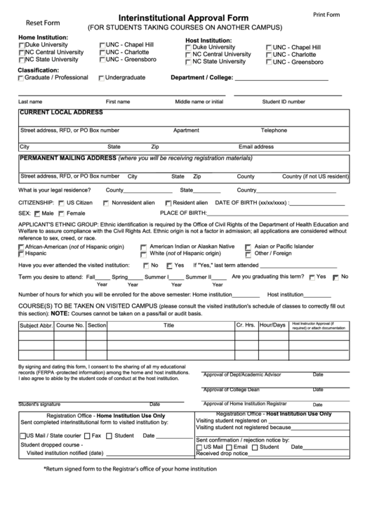 Fillable Interinstitutional Approval Form Printable pdf