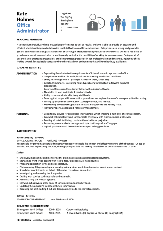 Office Administrator Sample Resume Template Printable pdf