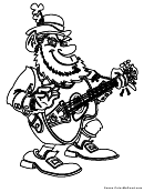 St Patrick's Day Leprechaun With Guitar Coloring Sheet