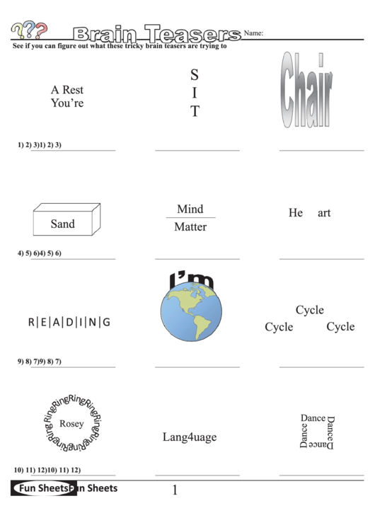 Brain Teasers Template Printable pdf