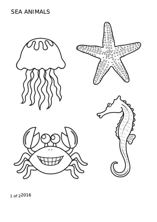 Download Sea Animals Coloring Sheet printable pdf download