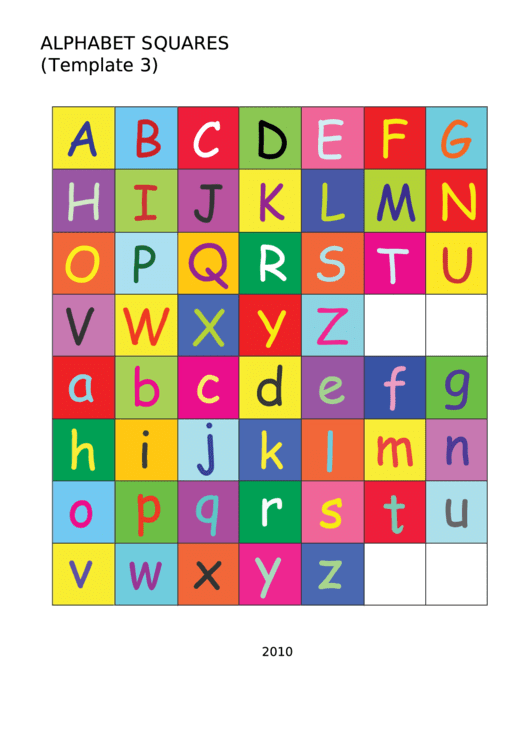 Alphabet Color Squares Template Printable pdf
