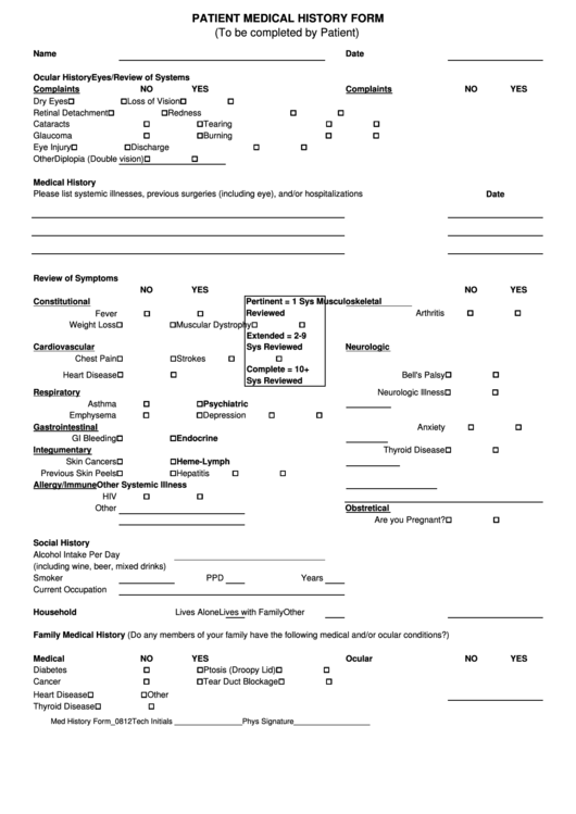 Patient Medical History Form