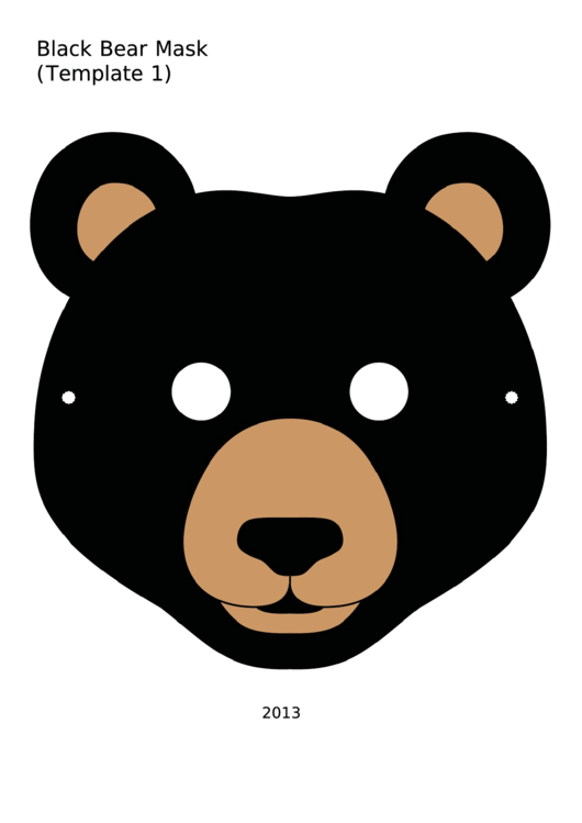 Black Bear Mask Coloring Form Printable pdf