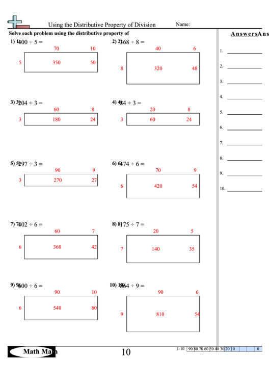 Math School Forms - Using The Distributive Property Of Division ...