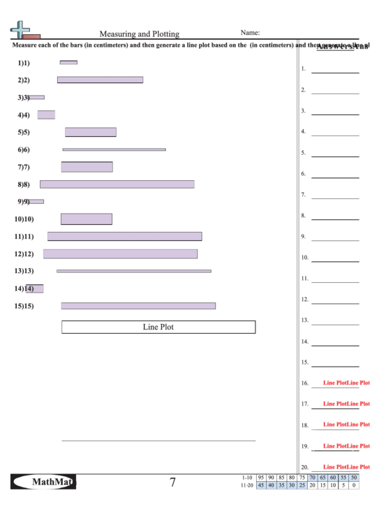 Measuring And Plotting Worksheet With Answer Key Printable pdf