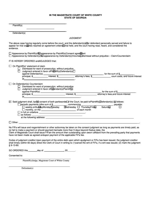 Judgment Form State Of Georgia printable pdf download