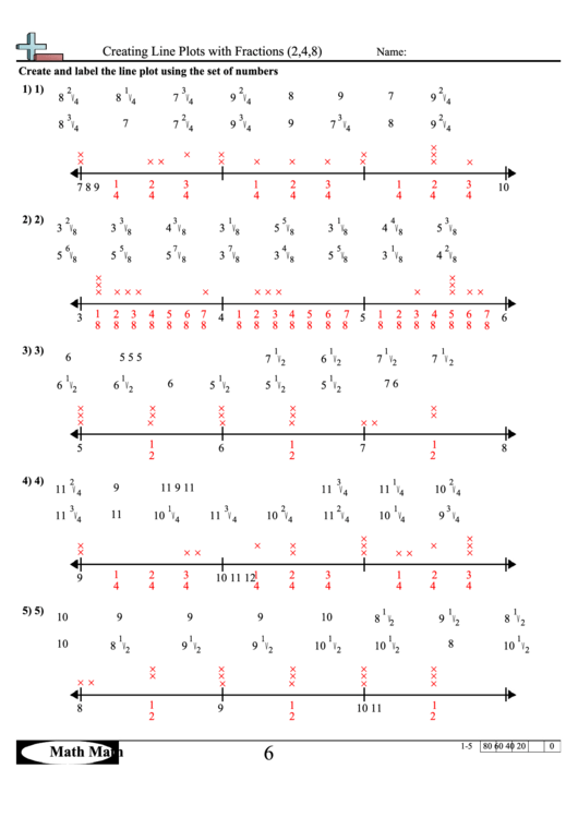 Creating Line Plots With Fractions 2 4 8 Worksheet Printable Pdf Download