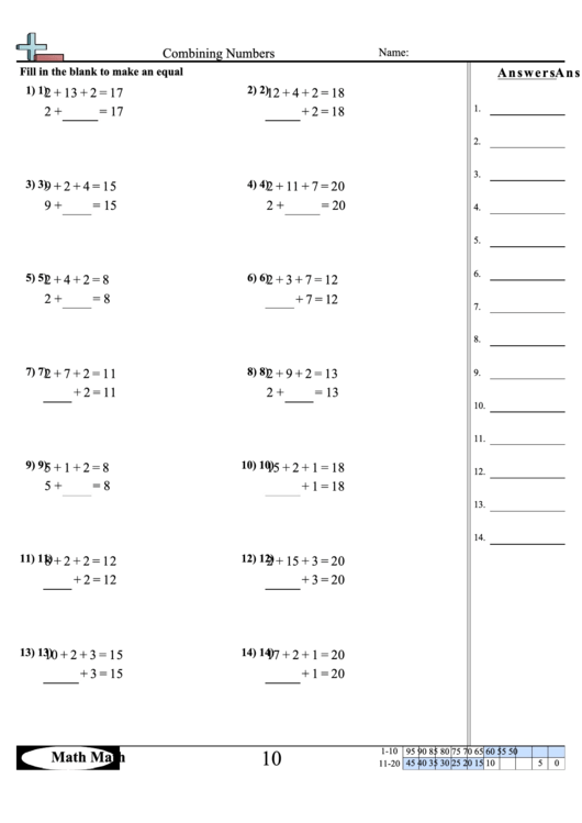 Combining Numbers Worksheet Printable pdf