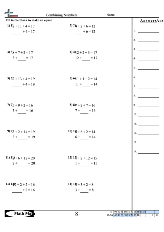 Combining Numbers Worksheet Printable pdf